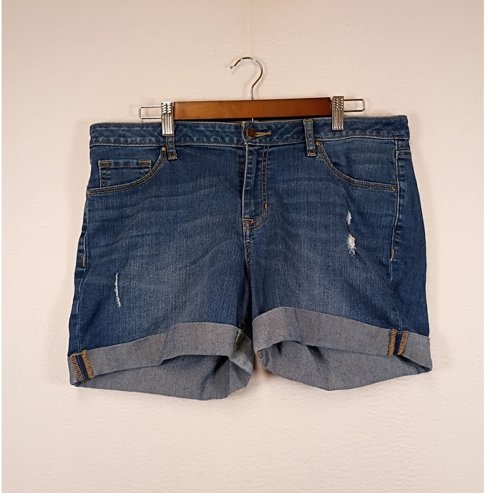 Casual Summer Apt. 9 Essentials Womens 14 Blue Distressed Cuffed Denim Shorts